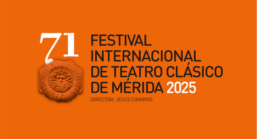 Logotipo Festival de Mérida Fondo naranja